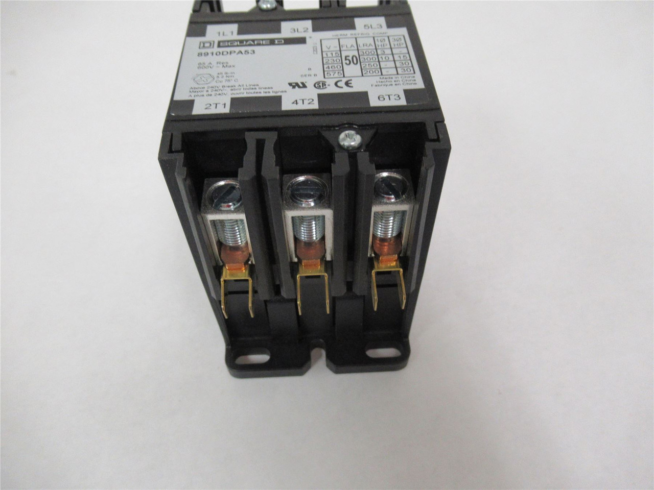 Square D 8910DPA53V09; Contactor 50A 3P 600V Coil: 208/240VAC