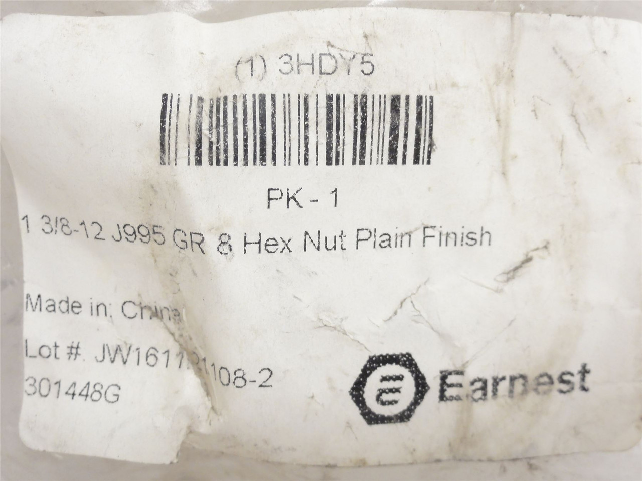 Industry-Std 3HDY5; Lot-3; Hex Nuts; 1-3/8"-12 Thread Size