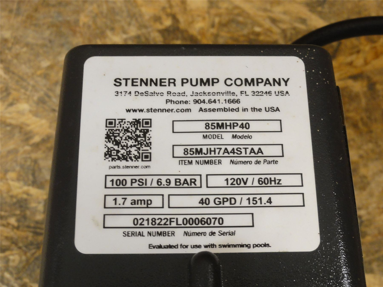 Stenner Pump 85MJH7A4STAA; Single Head Adjustable Pump 120VAC