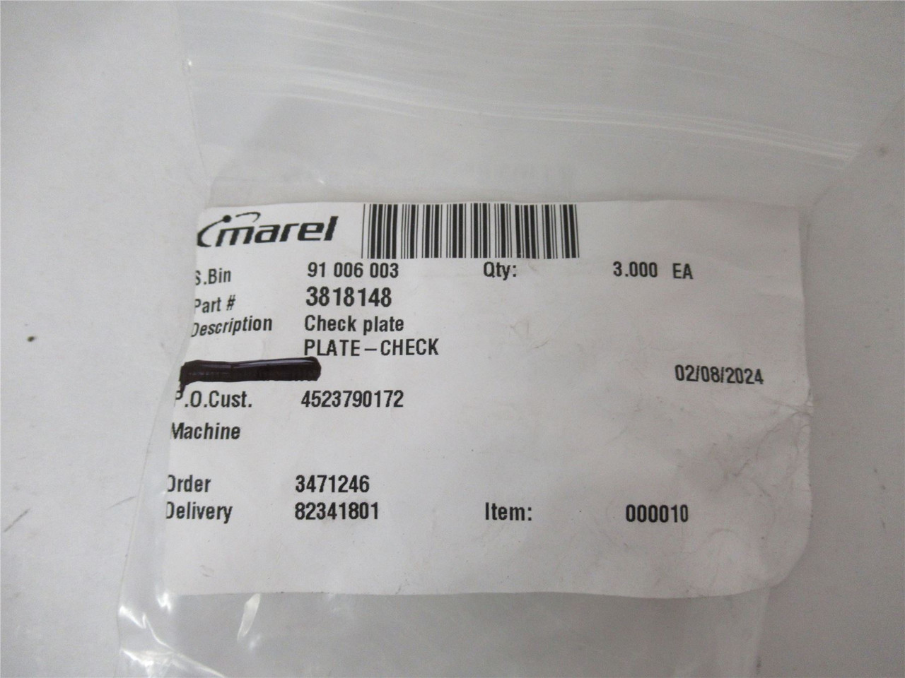 Marel 3818148; Check Plate