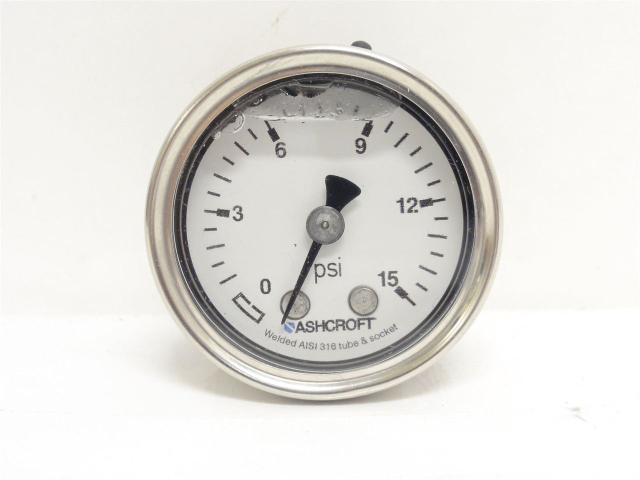 Ashcroft 759426290860; Liquid-Filled Pressure Gauge; 0-15PSI
