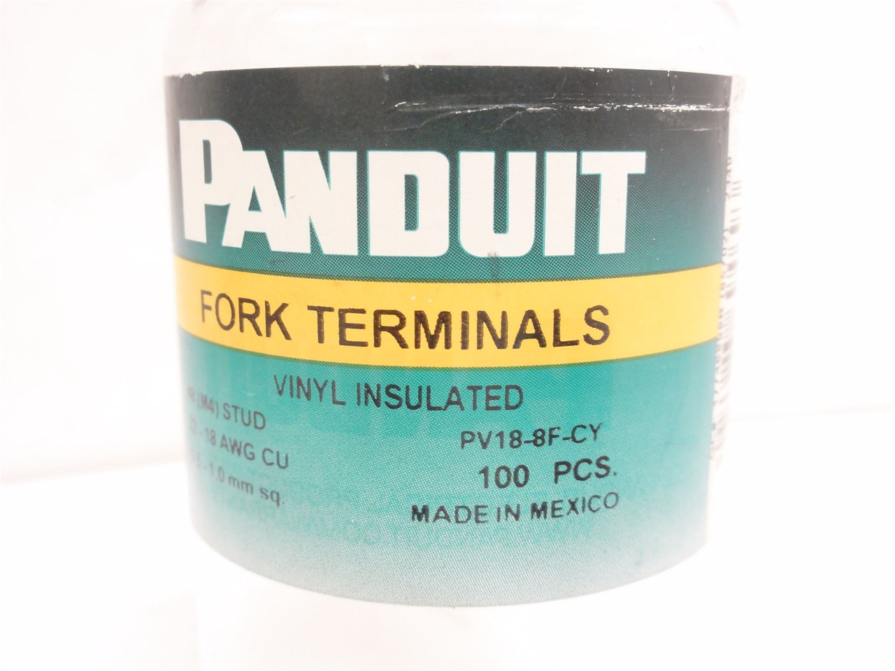 Panduit PV18-8F-CY; Lot-80 Fork Terminals; 22- 16AWG; #8 Stud