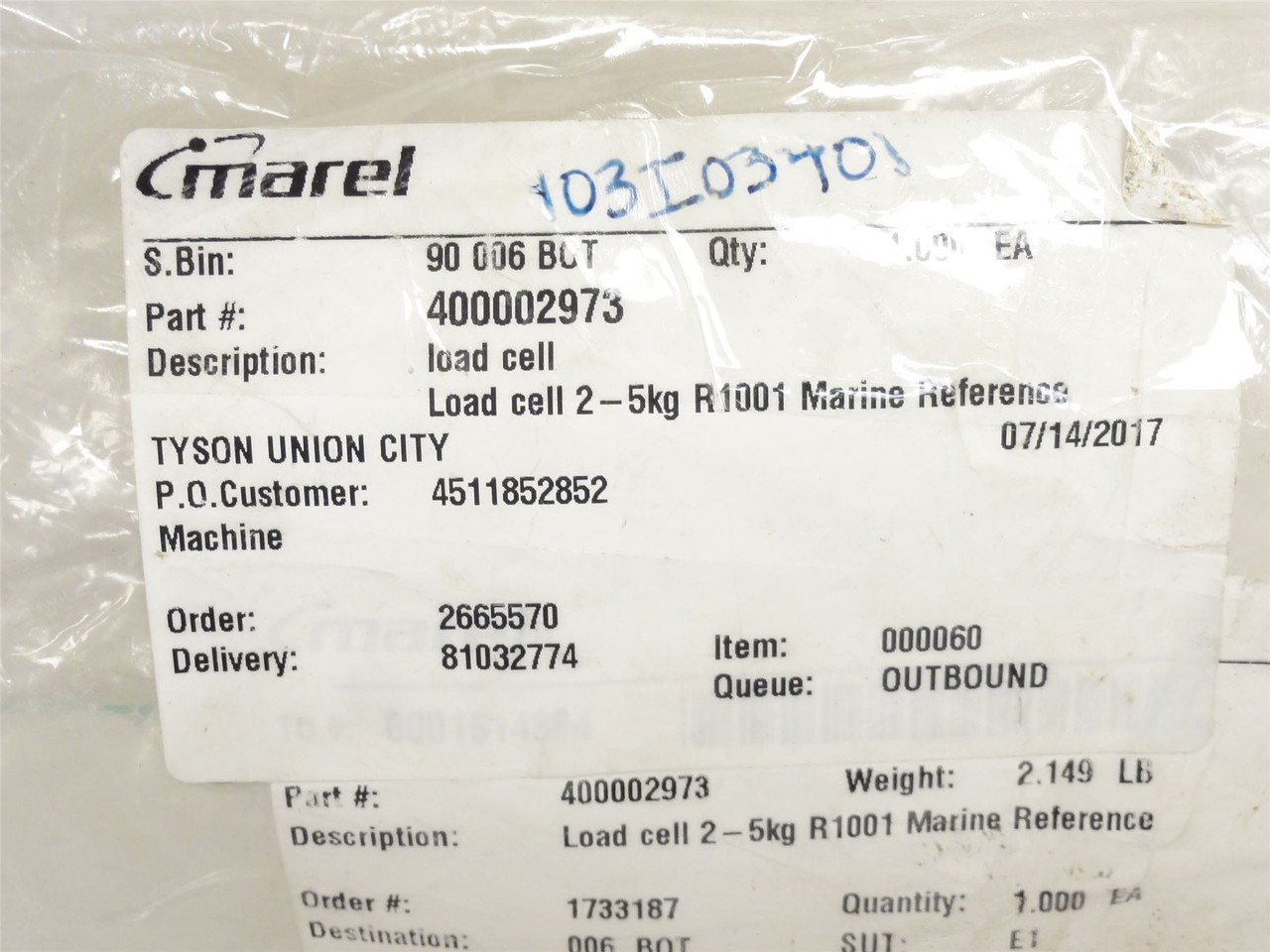 Marel 400002973; Load Cell R1001; 5KG