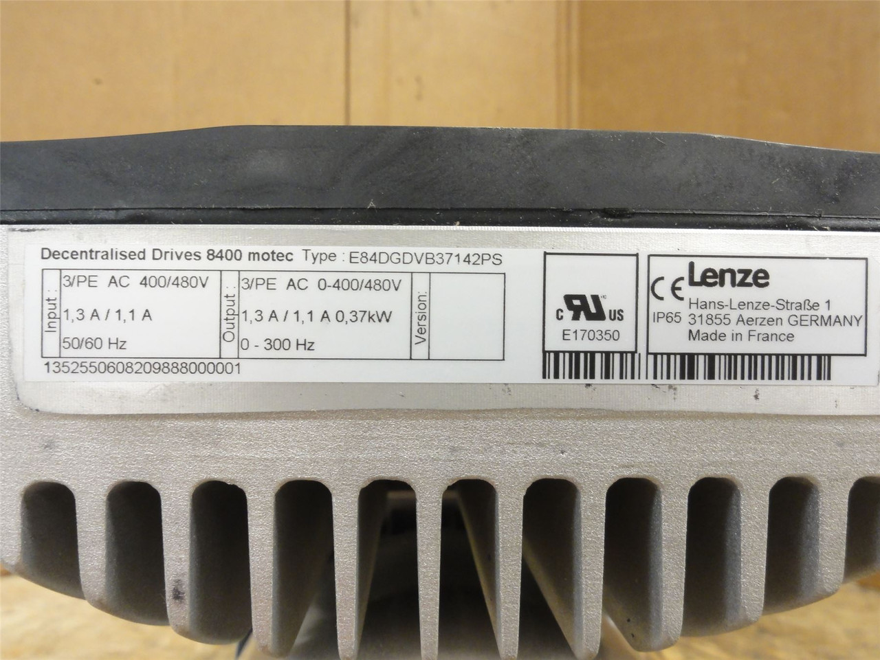 Lenze G50BB111MHAR2C; Inverter Drive Gearmotor 0.37Kw; 460VAC