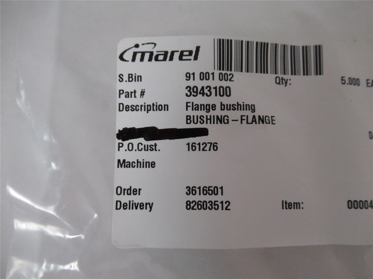 Marel 3943100; Flange Bushing Oval