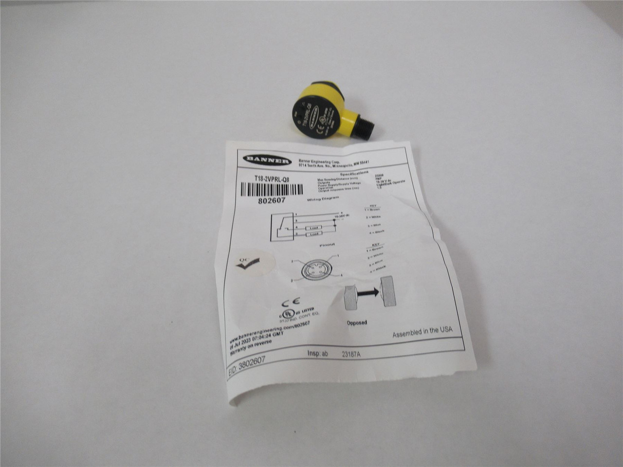 Banner T18-2VPRL-Q8; Photosensor Washdown 6M RANGE 10-30 VDC