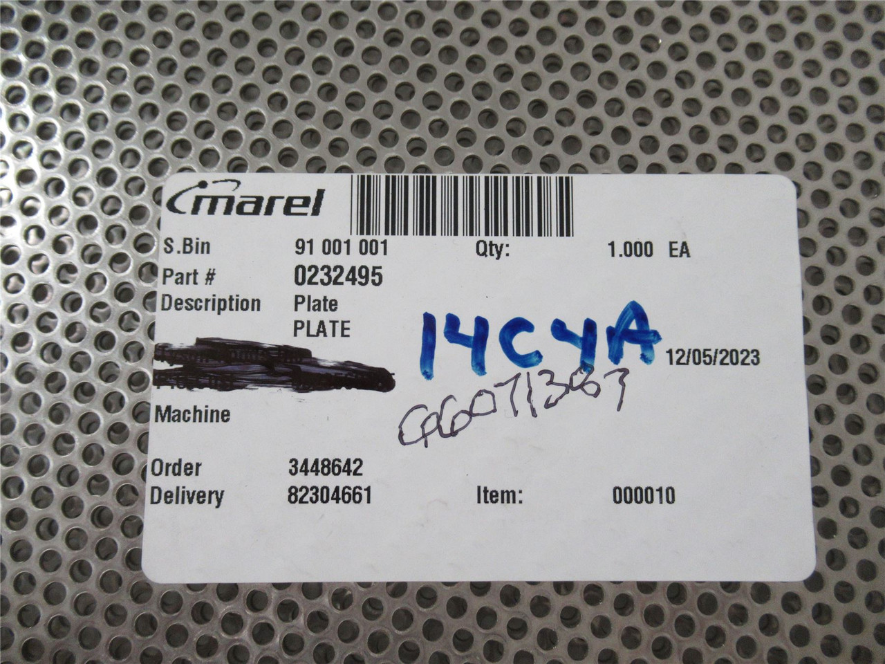 Marel 232495; Cyclone Vacuum Filter Plate