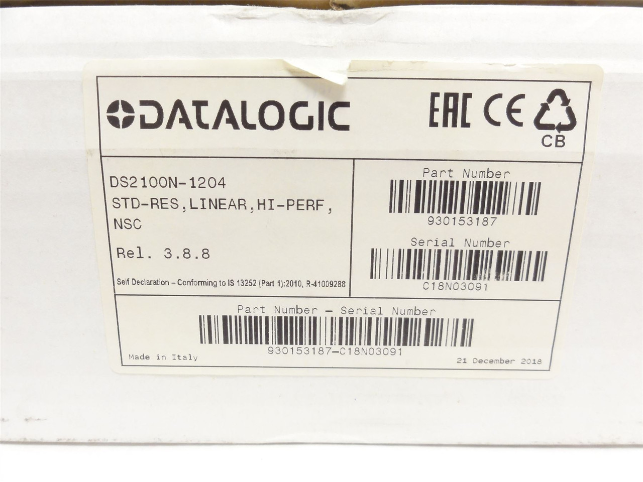 Datalogic DS2100N1204; Bar Code Scanner; 10-30VDC