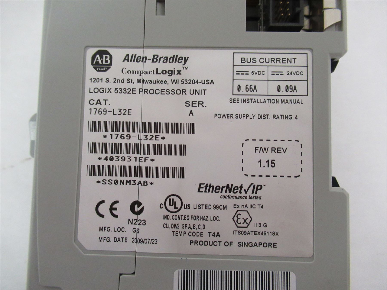 Allen-Bradley 1769-L32E; Ethernet Module 750KB 16 I/O Modules