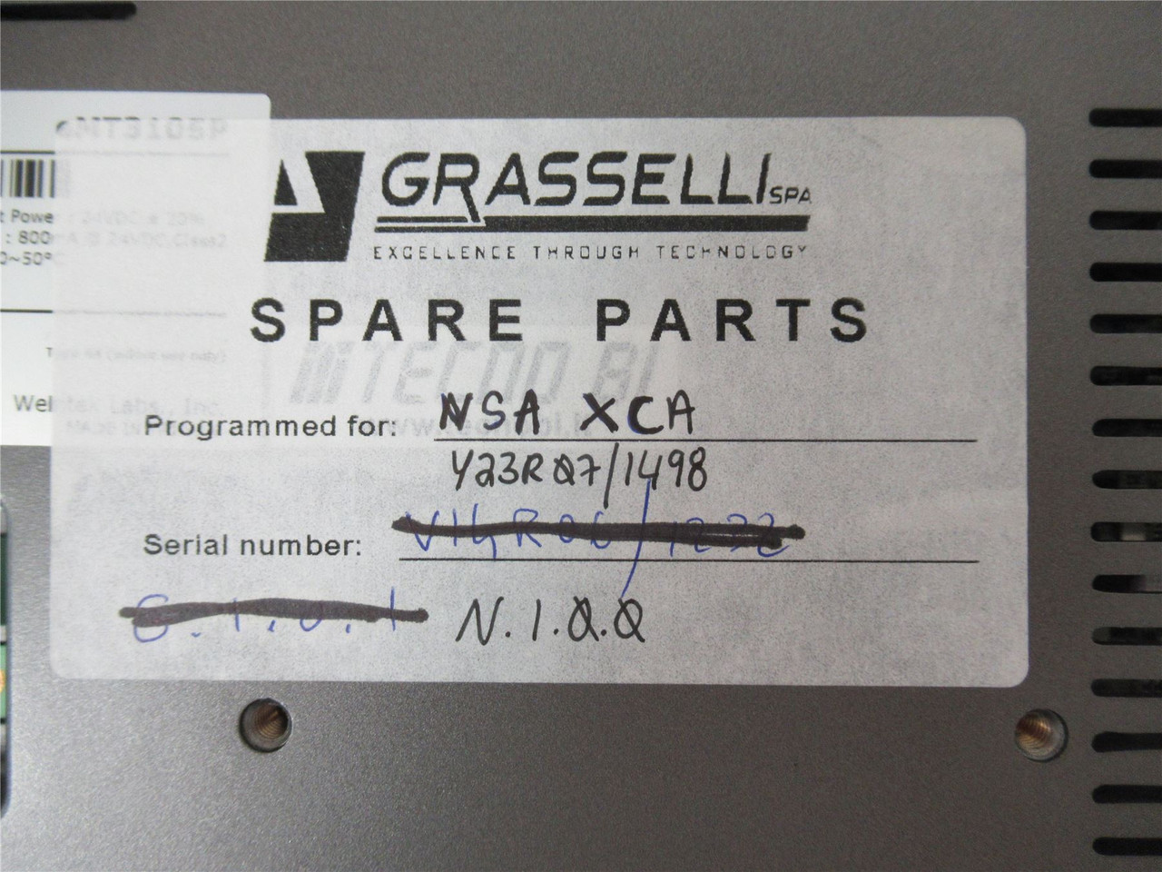 Grasselli  21138T19; Touch Screen Programmed NSAXCA