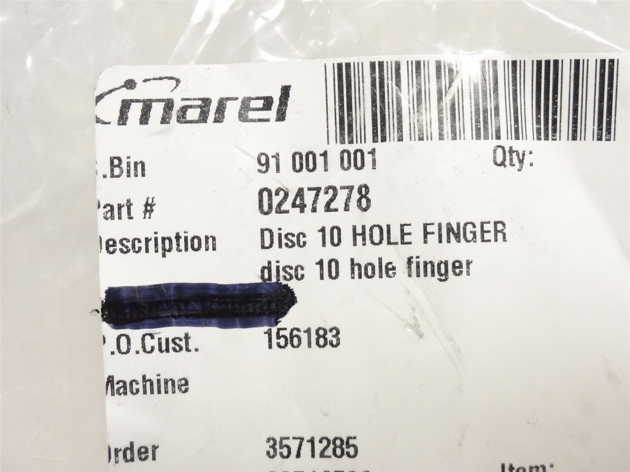 Marel 247278; Stainless Steel 10-Hole Finger Disk; 5-7/8"OD