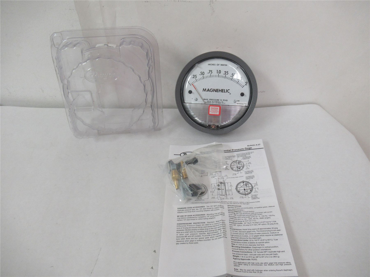 Dwyer 2002; Magnehelic DIfferential Pressure Gage 4" 1/8"NPT