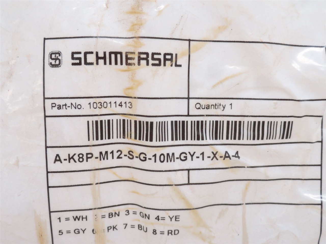 Schmersal A-K8P-M12-S-G-10M-GY-1-X-A-4; Cable Assy 103011413