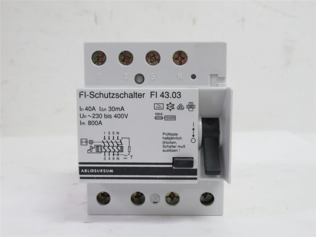 FI-Schutzschalter FI 43.03; Circuit Breaker; 4P; 40A; 400V