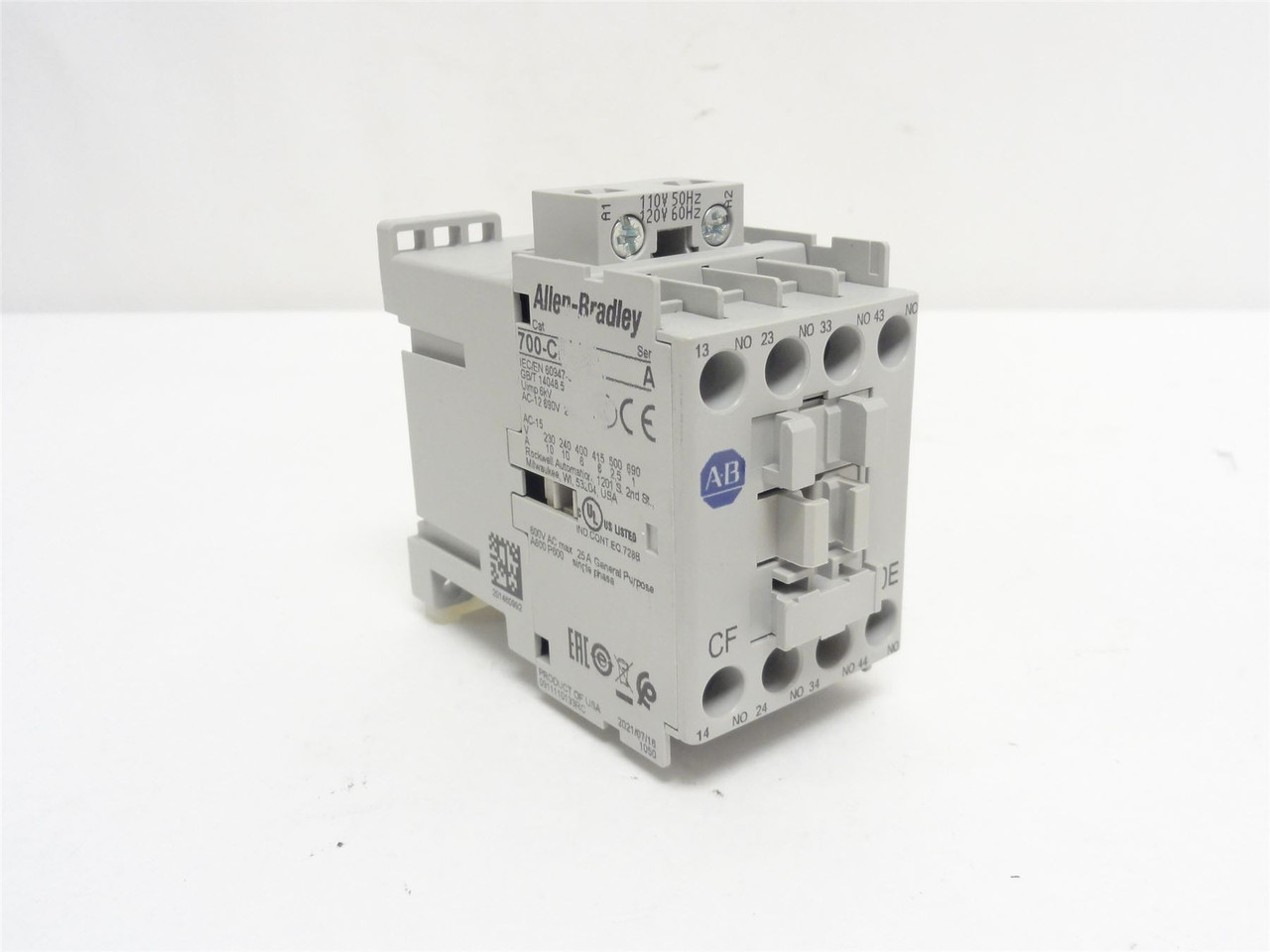 Allen-Bradley 700-CF400D; Contactor 25A 600VAC 4-NO Coil 120V