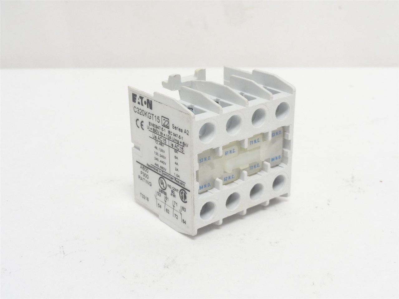 Eaton C320KGT15; Aux Contact Block; 8A; 600V; 2NO/2NC