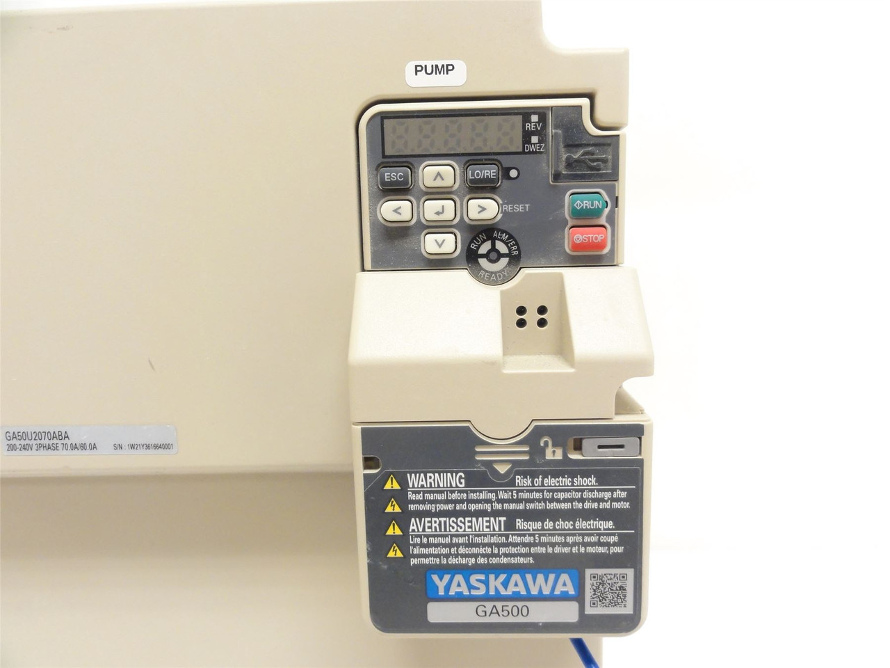 Yaskawa CIPR-GA50U2070ABAA-AAAASA; AC Drive GA500 25Hp 240VAC; 3PH