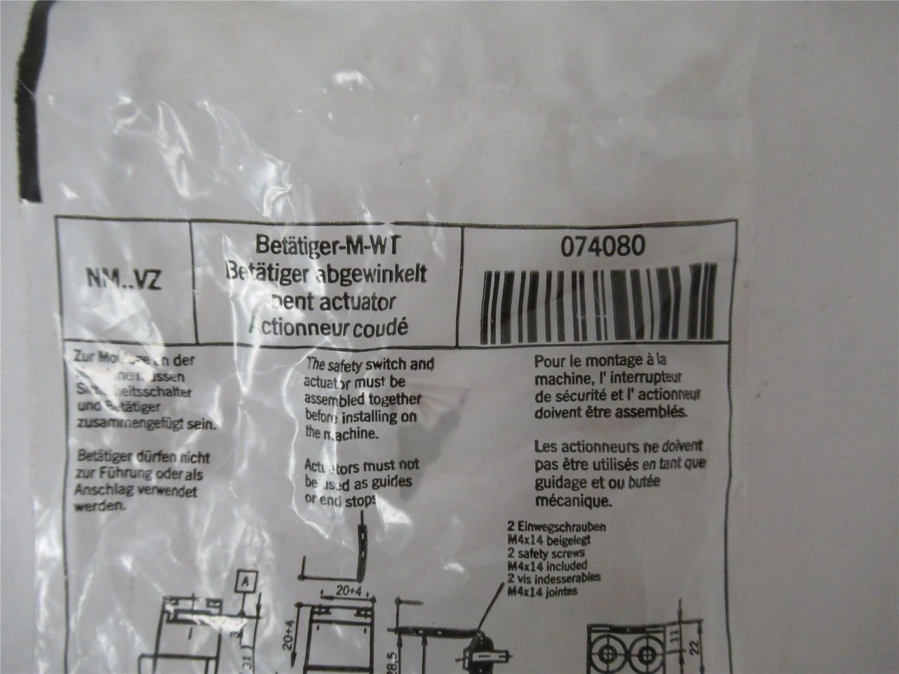Euchner 094396-02-09/20; Actuator for Safety Switch SS