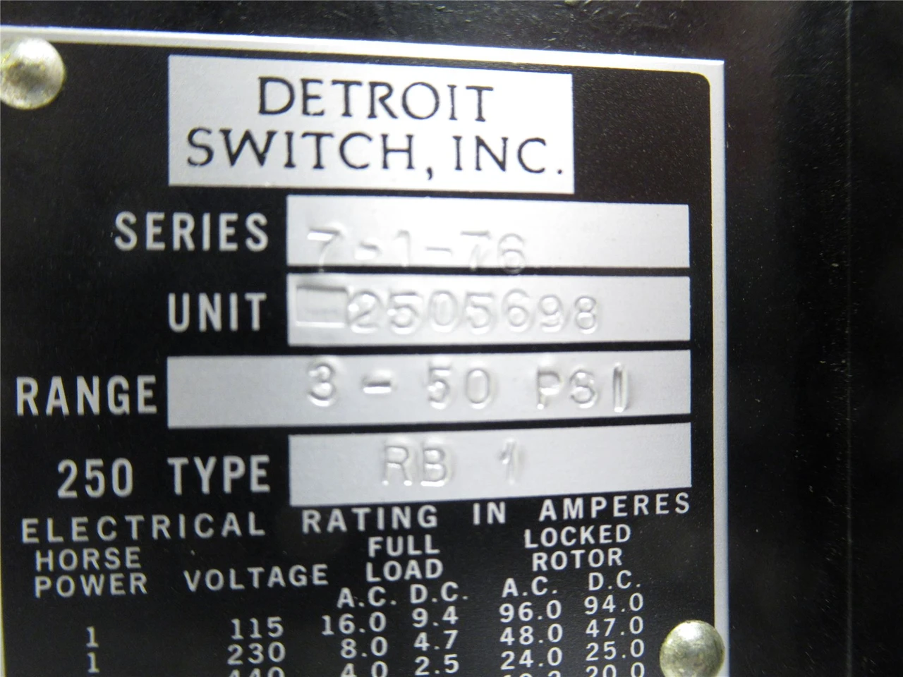 Detroit Switch 250-RB 1; Temperature Control Switch 250-5698