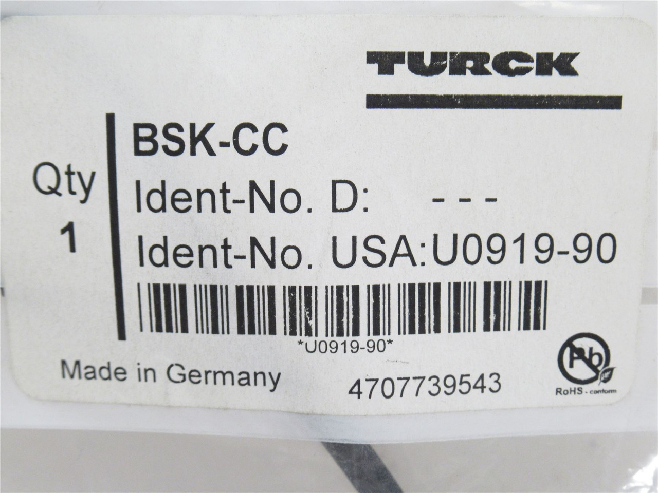Turck BSK-CC; Lot-2; Platic Lanyard; 4-1/2"; M16 Threads
