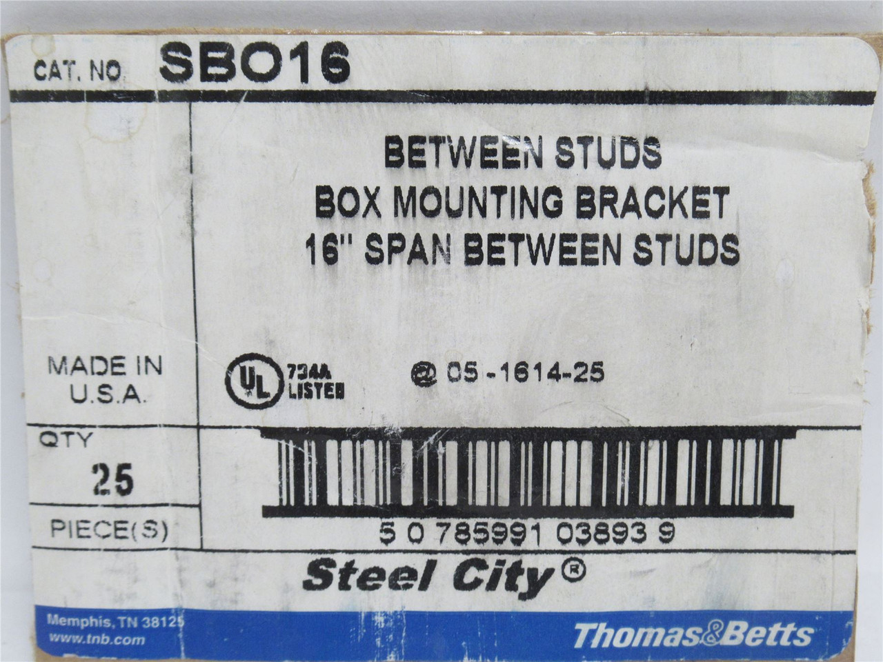 T&B SBO16; Lot-6 Mounting Bracket; Horizontal 16" Stud to Stud