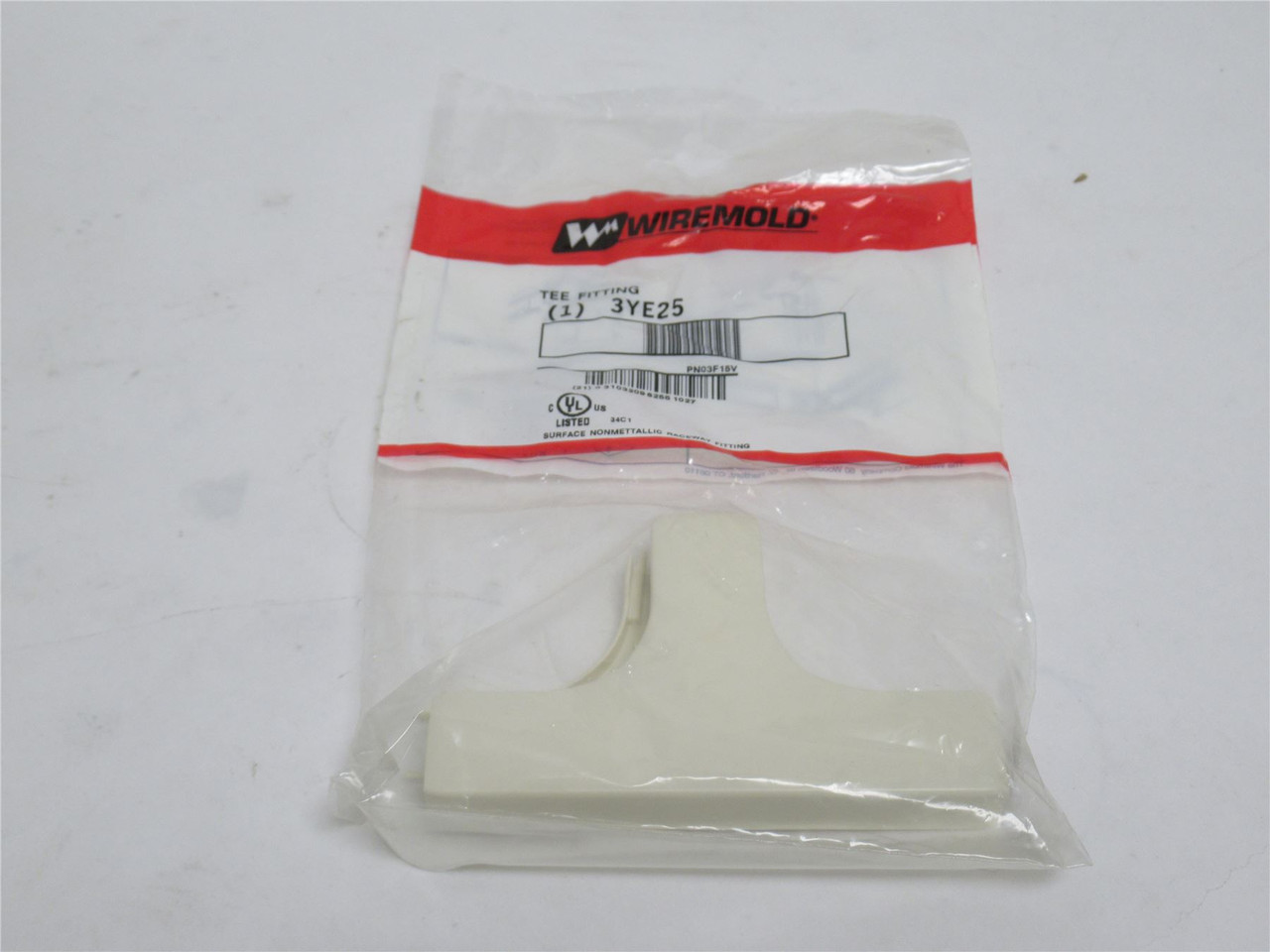 Wiremold 3YE25; Lot-2 Single Channel Non-Metallic Tee; Ivory