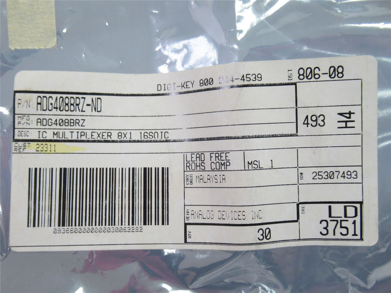 Analog Devices Inc ADG408BRZ ; Lot-8 IC Multiplexer;8X1