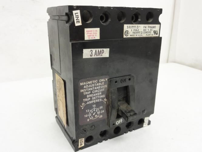 Square D FAL3600311M; Molded Case Circuit Breaker; 3A; 3P; 240 VAC
