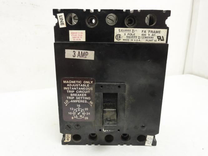 Square D FAL3600311M; Molded Case Circuit Breaker; 3A; 3P; 240 VAC