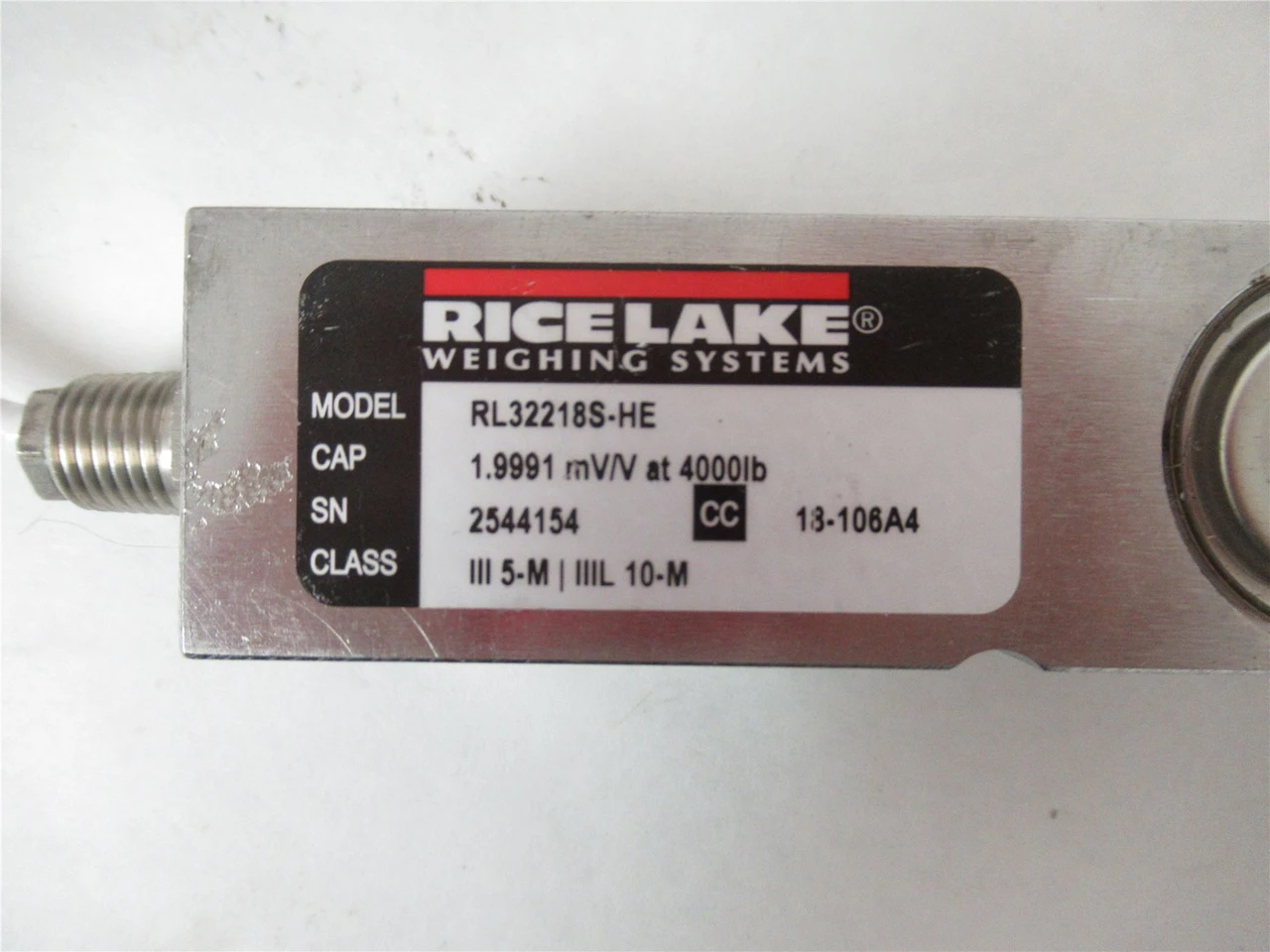 Rice Lake RL32218S-HE; Load Cell 4000LB 1.9991 mV/V