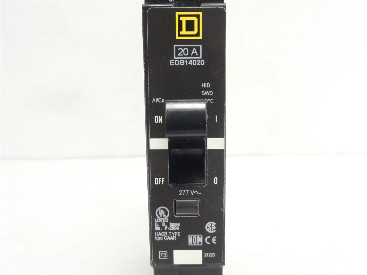 Square D EDB14020; Circuit Breaker; 20A; 1P; 277VAC; Bolt-On