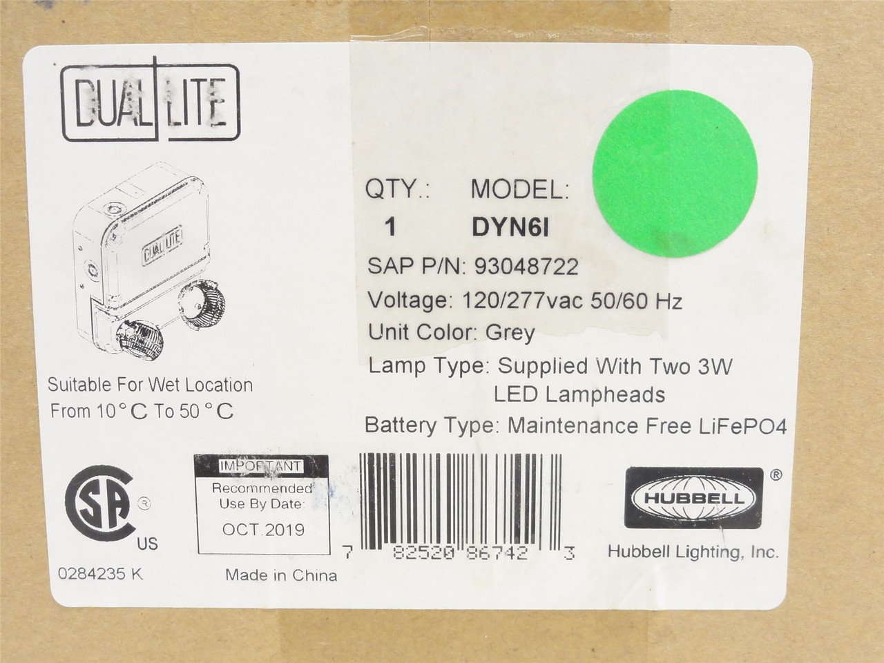 DUAL-LITE DYN61; LED Emergency Light 120VAC 12 Watt LED Bulbs
