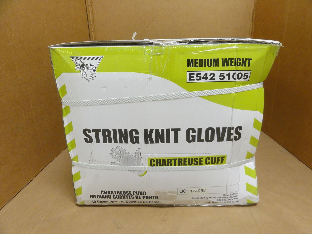 Workhorse E54251005; Box-480; Chartreuse String Knit Gloves