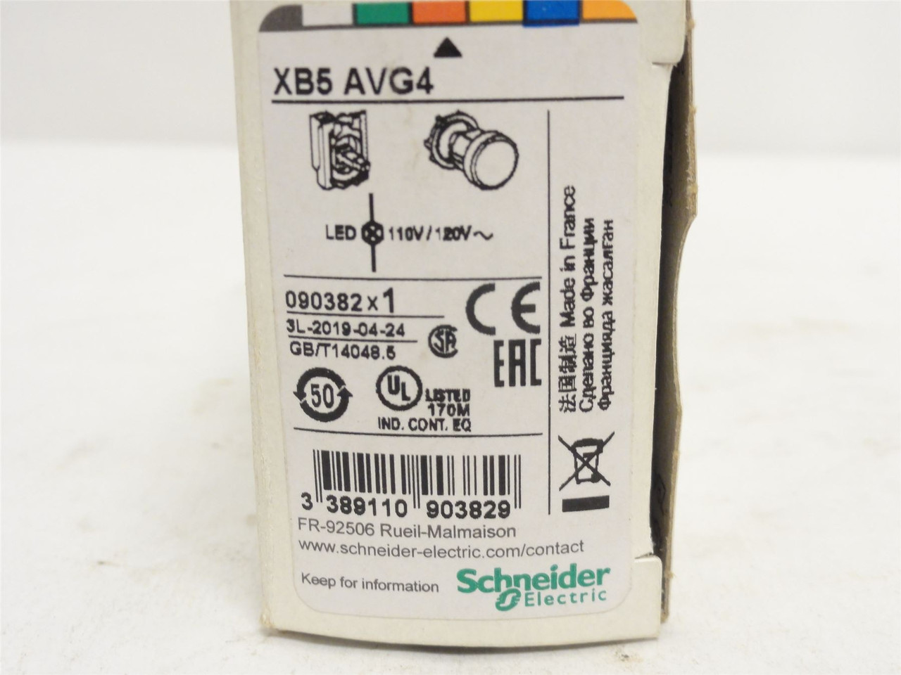 Schneider XB5-AVG4; Red LED Panel Indicator; 110/120VAC