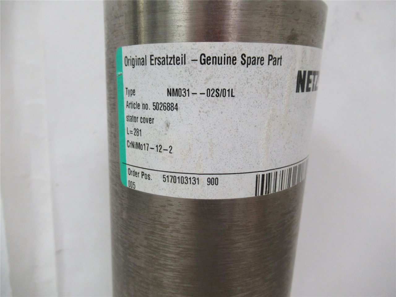 Netzsch 5026884; Stator Shell Cover Stainless Steel
