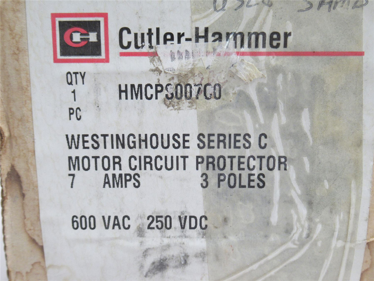 Cutler-Hammer HMCPS007C0; Motor Circuit Protector 3A; 600VAC