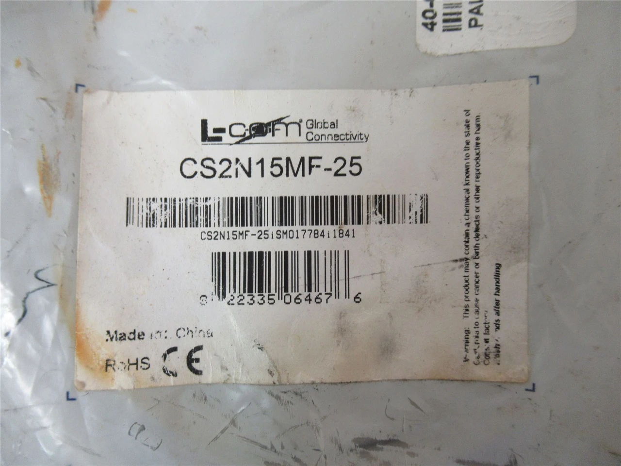 L-Com CS2N15MF-25; Cable 25.00' Female Sockets to Plug