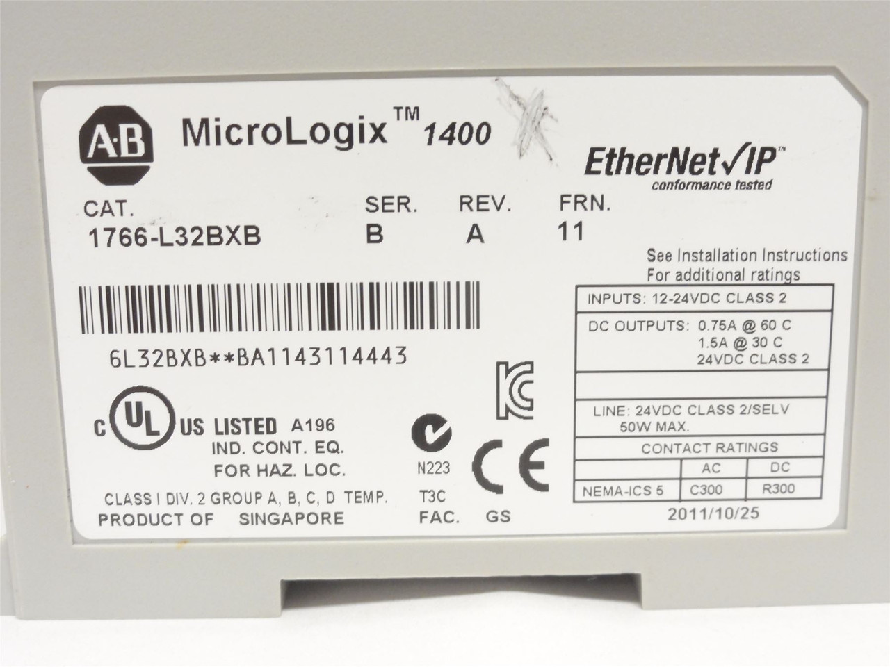 Allen-Bradley 1766-L32BXB; Controller Module; 12-24VDC In