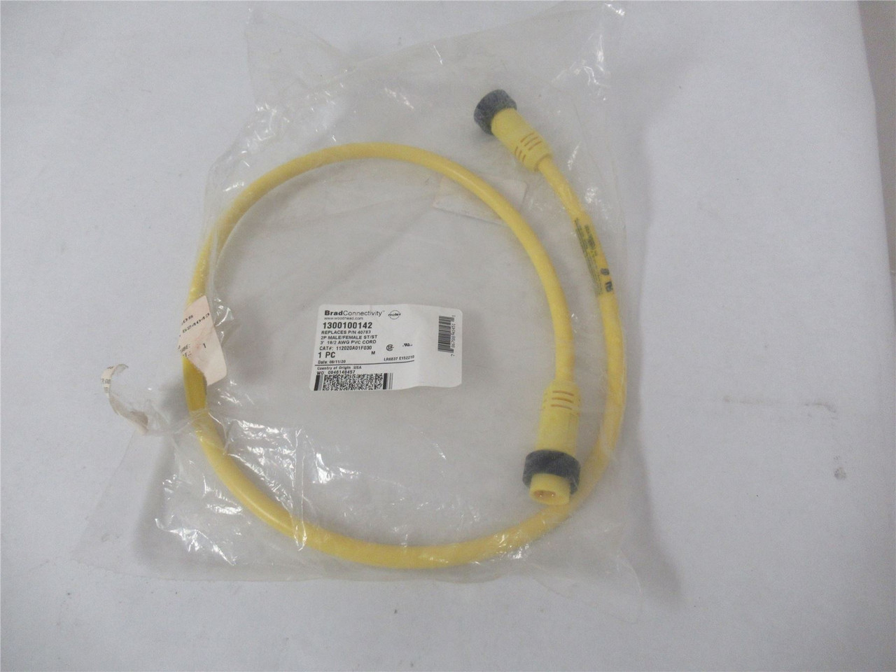 Woodhead 1300100142; Cord 600V 2P Male/Female 3'