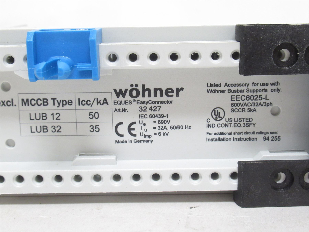 Wohner 32-427; Busbar Connector/Adaptor; 32A; 690VAC