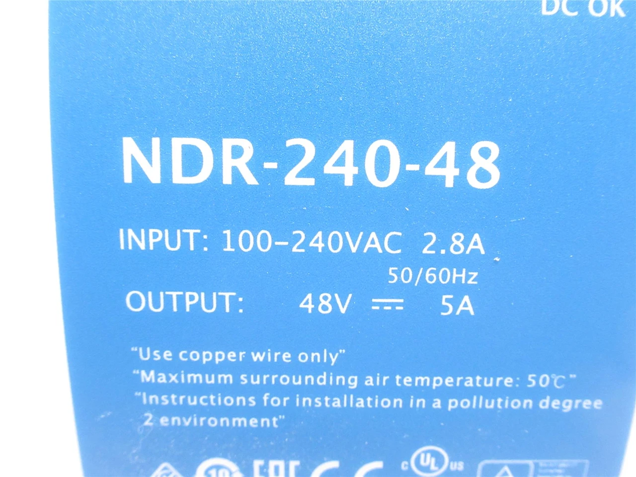 Mean Well NDR-240-48; Power Supply; 100-240VAC In