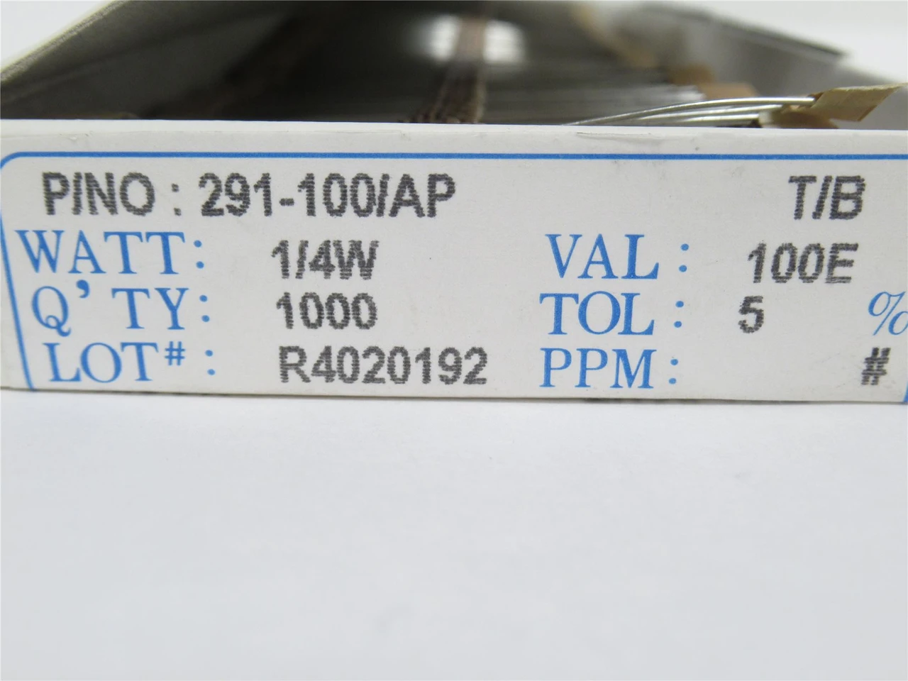Xicon 291-100/AP; Box-100; Thru Hole Resistor 100ohm; 1/4W