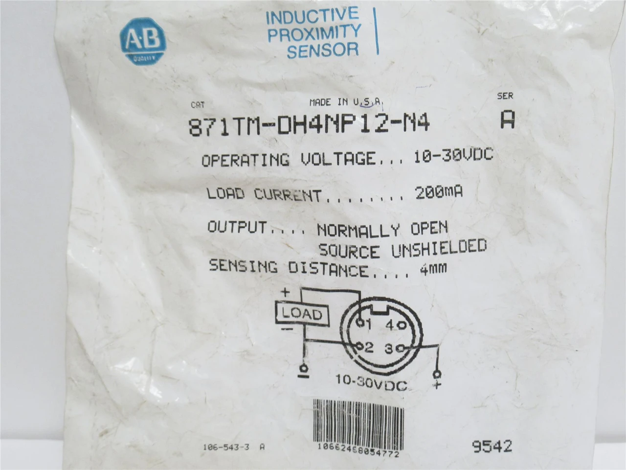 Allen-Bradley 871TM-DH4NP12-N4; Prox Switch 10-30VDC; 12mm
