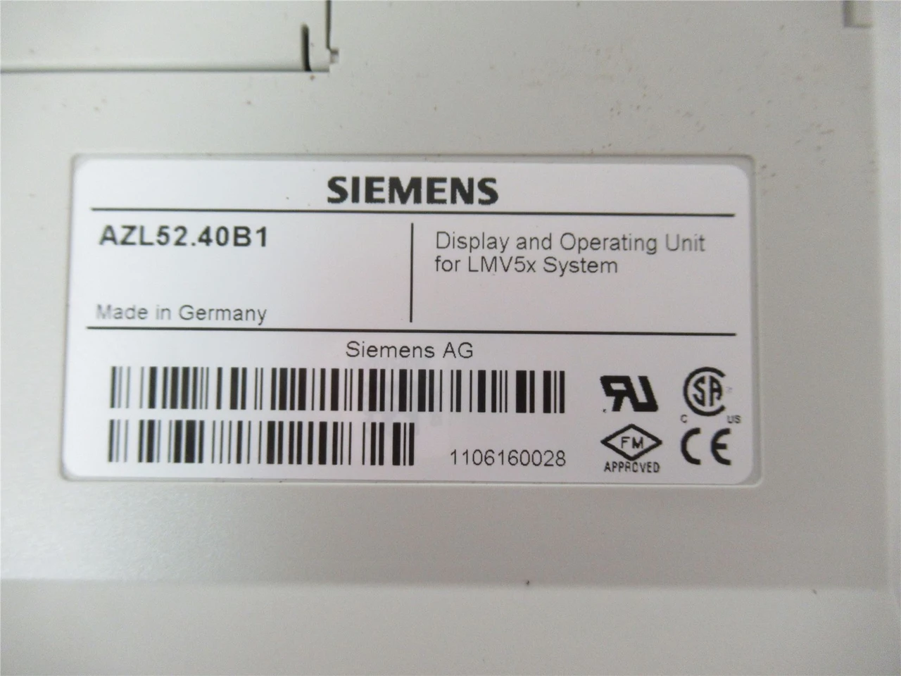 Siemens AZL52.40B1; Display Unit for LMV5X System W/MODBUS