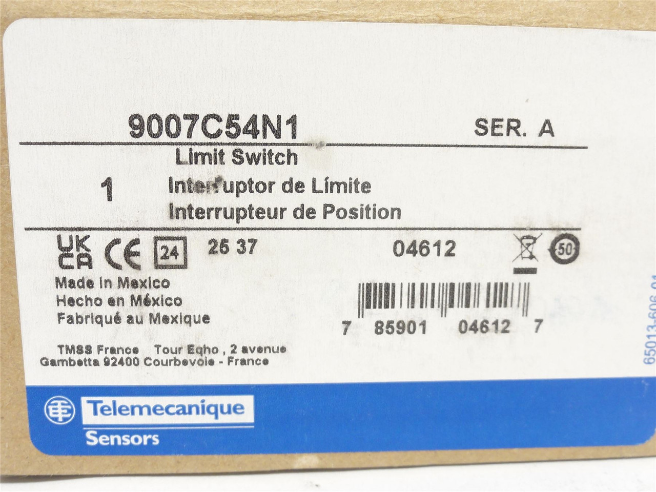 Telemecanique 9007C54N1; Limit Switch 10A; 600VAC; C +Options