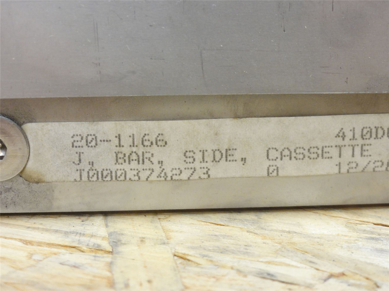 JBT 201166; Cassette Bar "J" Side; SS; 27-3/4" Long; 10-3/8" W