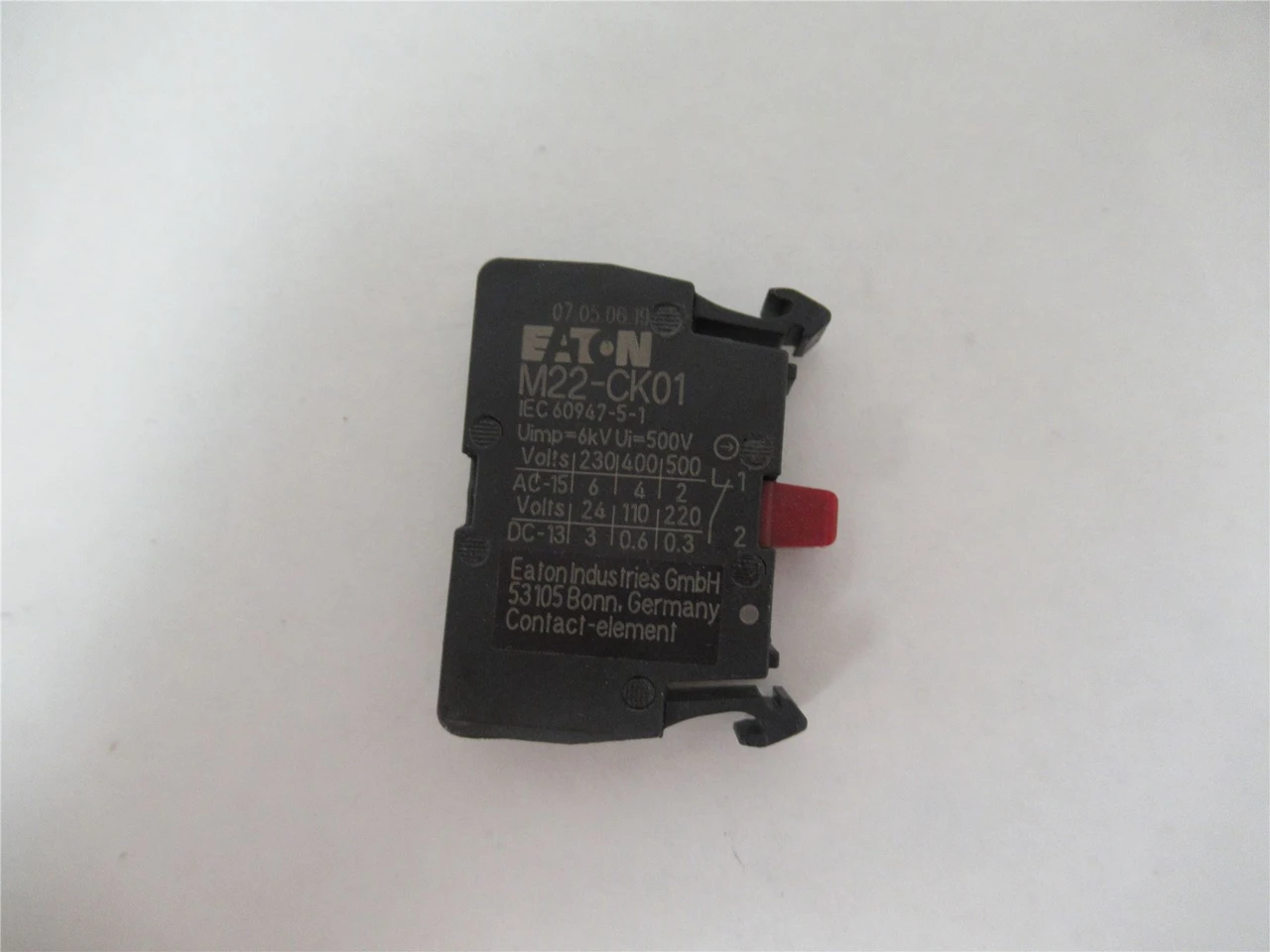 Eaton M22-CK01; Contact Block; SPST; 1NC; Momentary