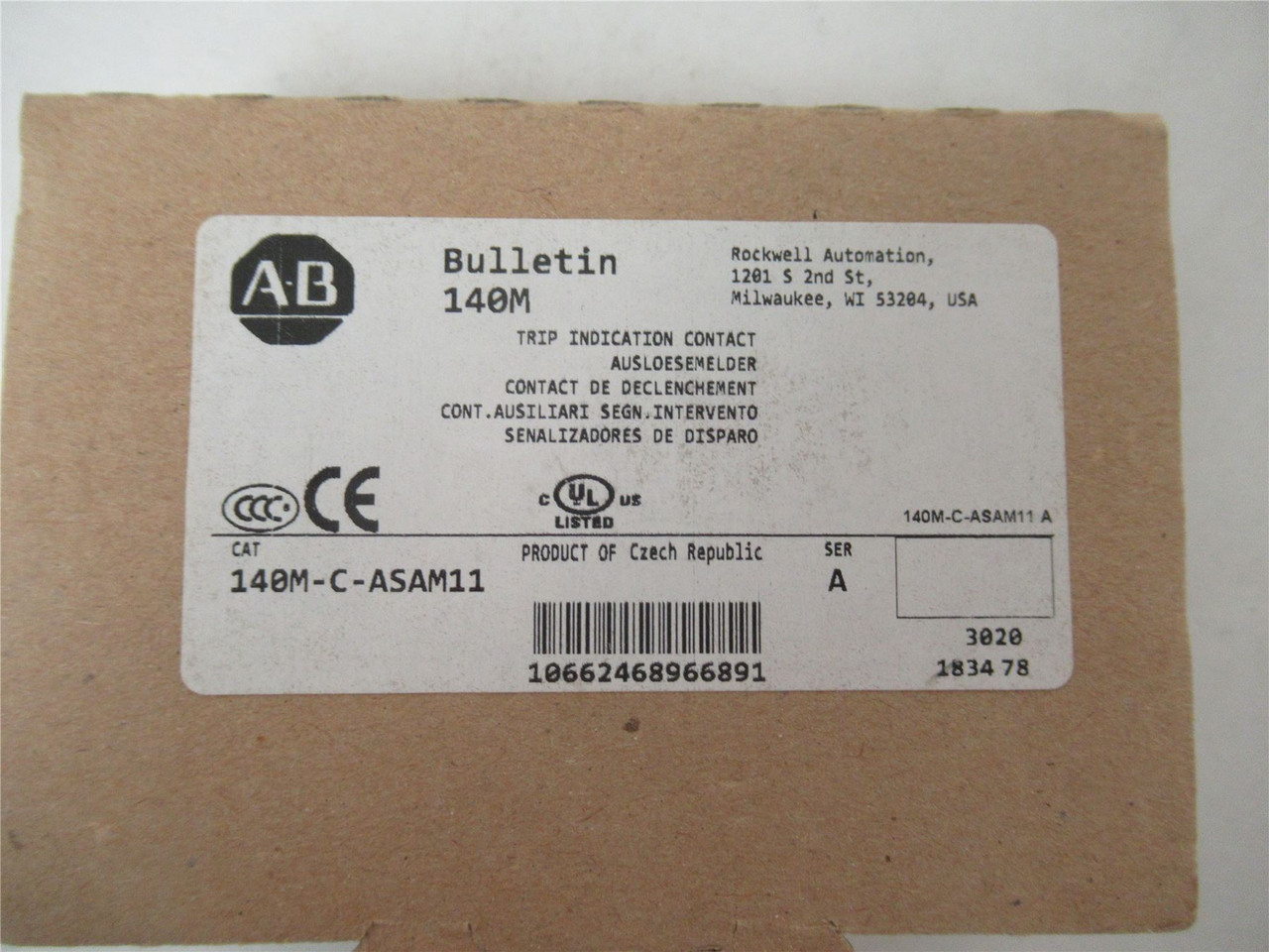Allen-Bradley 140M-C-ASAM11; Trip Indication Contact 1NO/1NC