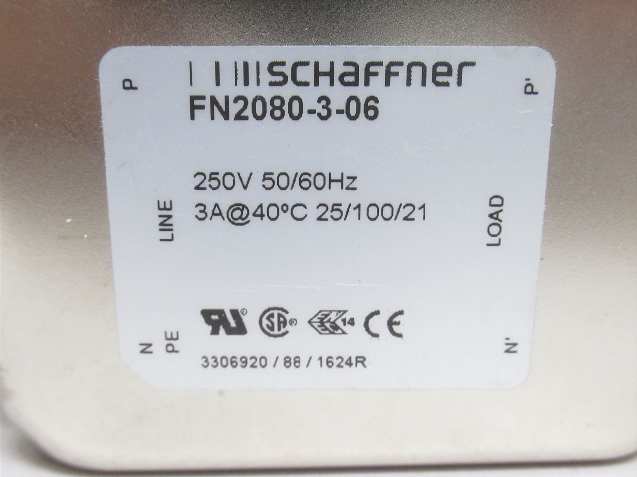 Schaffner FN2080-3-06; EMI/EMC Line Filter; 1PH; 3A; 250VAC