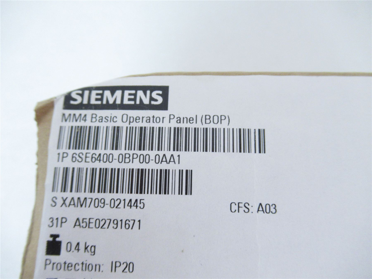 Siemens 6SE6400-0BP00-0AA1; Operator Panel Keypad Inverter